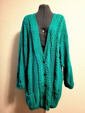 Venezia Green Knit Button-Up Cardigan Size 26/28